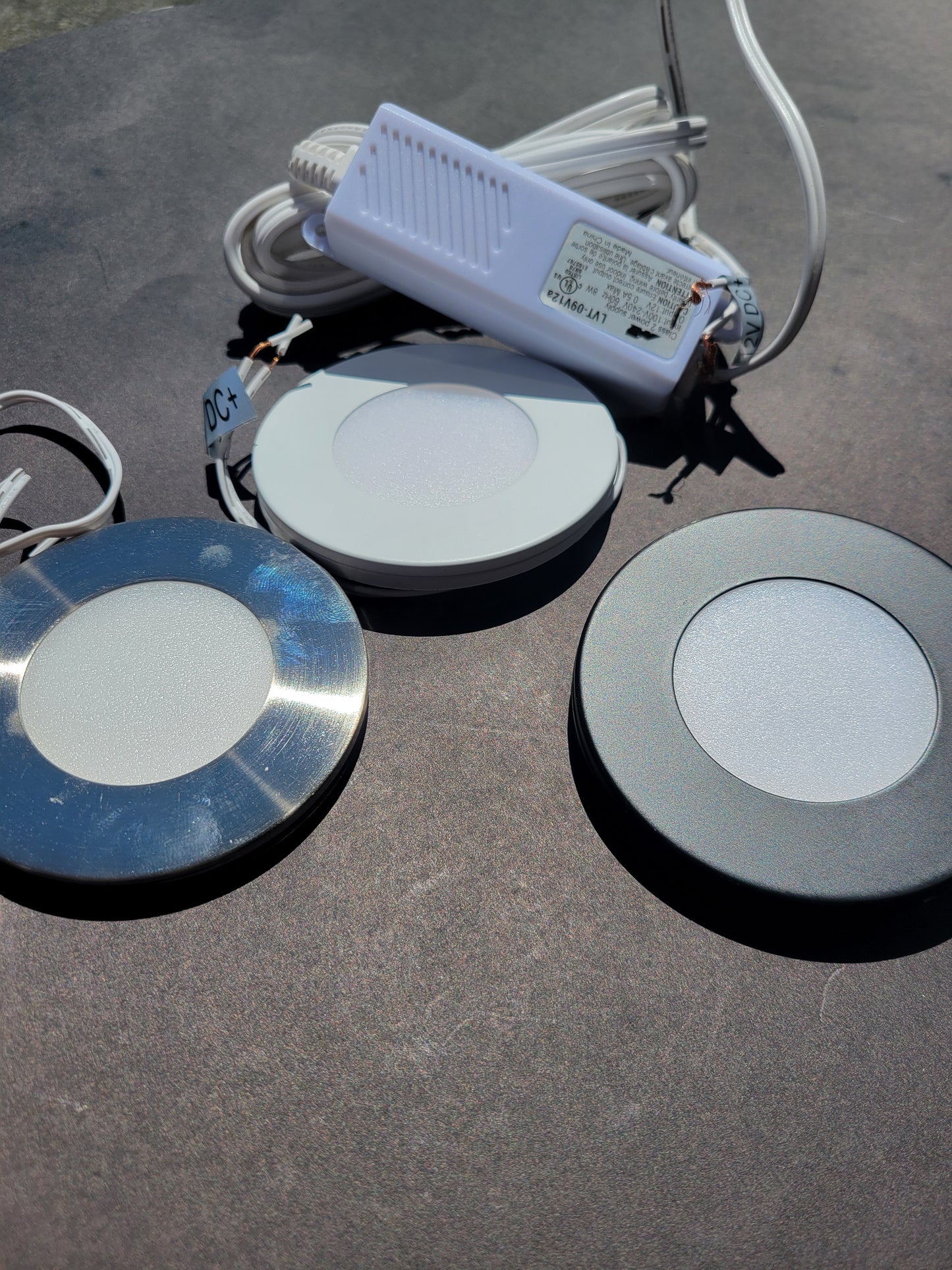 12V LED Under Cabinet Puck Lights 3000K – 2W Each | Magnetic Trim Rings | Sets of 3 or 6 with Driver Included