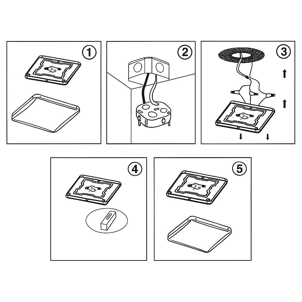 11” Square LED Ceiling Light – 15W, 1050 Lumens, 3CCT (3000K/4000K/5000K), Dimmable