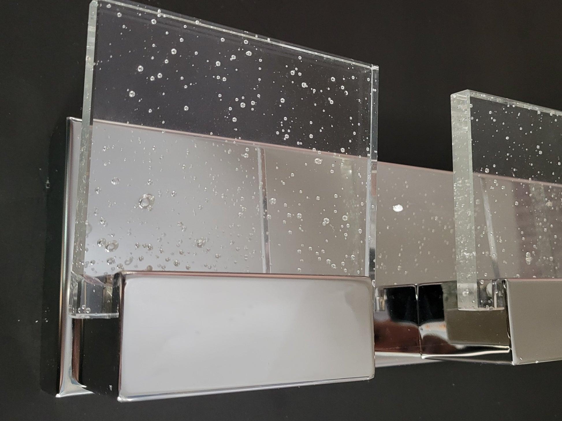 Modern chrome LED vanity light with bubble glass diffuser — 4-head version