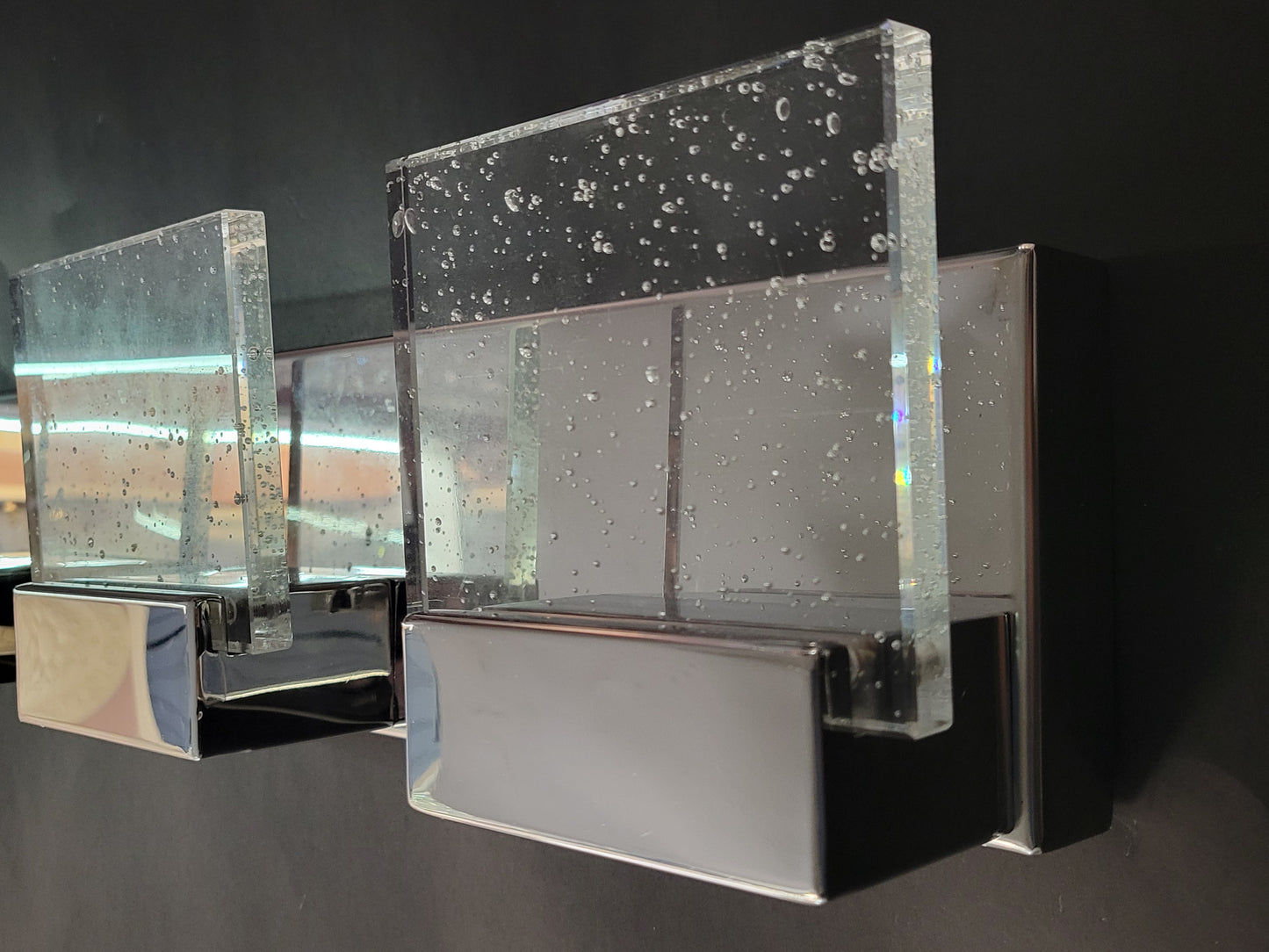 Close-up detail of bubble acrylic glass on LED vanity light