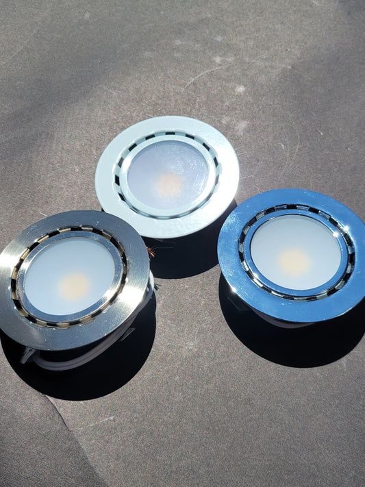 12V LED Cabinet Puck Light Kit 2.5W – 3000K Warm White  Under Cabinet / Closet Lighting | Set of 3 or 6 Lights + Driver Included
