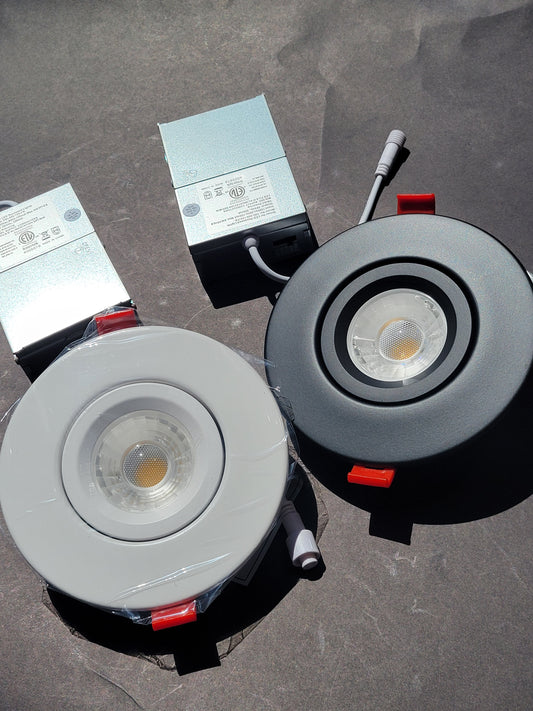 4" LED Steel Gimbal Downlight – 700lm 5CCT Selectable Eyeball Fixture (Black & White) | Power Driver Included