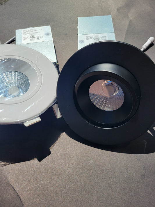 12W 800lm 4" Regress/Eyeball LED Downlight – 5CCT Selectable | Matte Black & White Finish