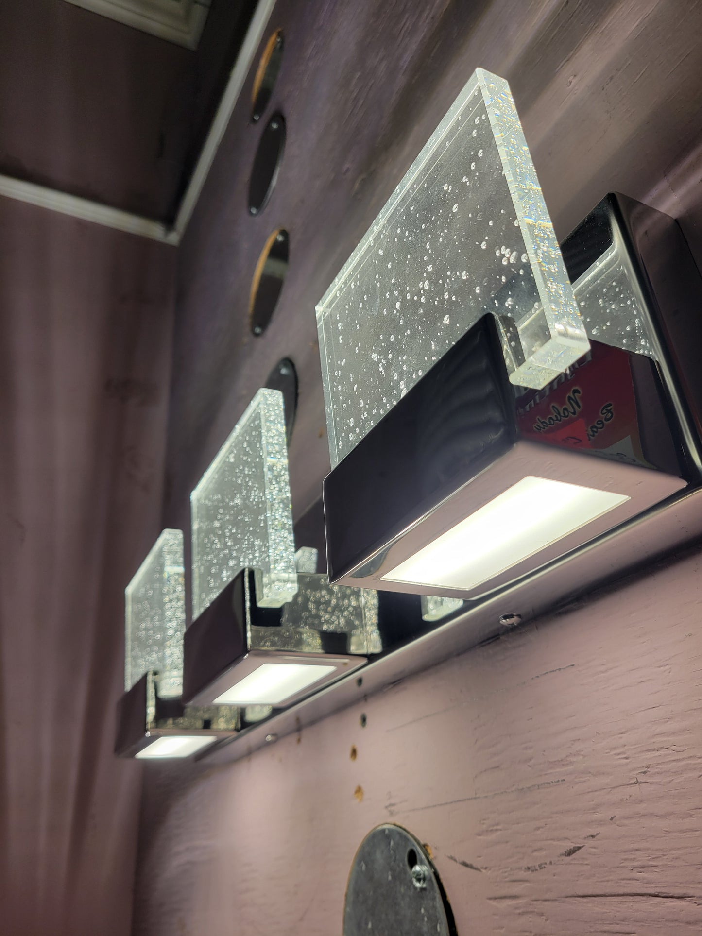 LED Chrome Vanity Light | Bubble Glass Design | 3 or 4 Head | 4000K Neutral White Modern Bathroom Fixture