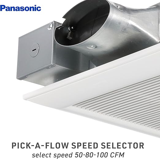 Panasonic FV-0510VS1 WhisperValue® DC Ventilation Fan – Ultra-Quiet, Low-Profile Bathroom Exhaust Fan (50/80/100 CFM)