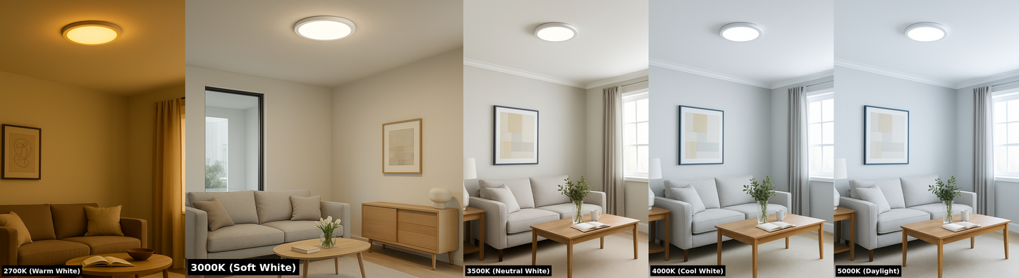 Motion-Activated LED Ceiling Light | 7” & 12” | PIR Sensor | 5CCT Selectable | Ultra Thin Surface Mount