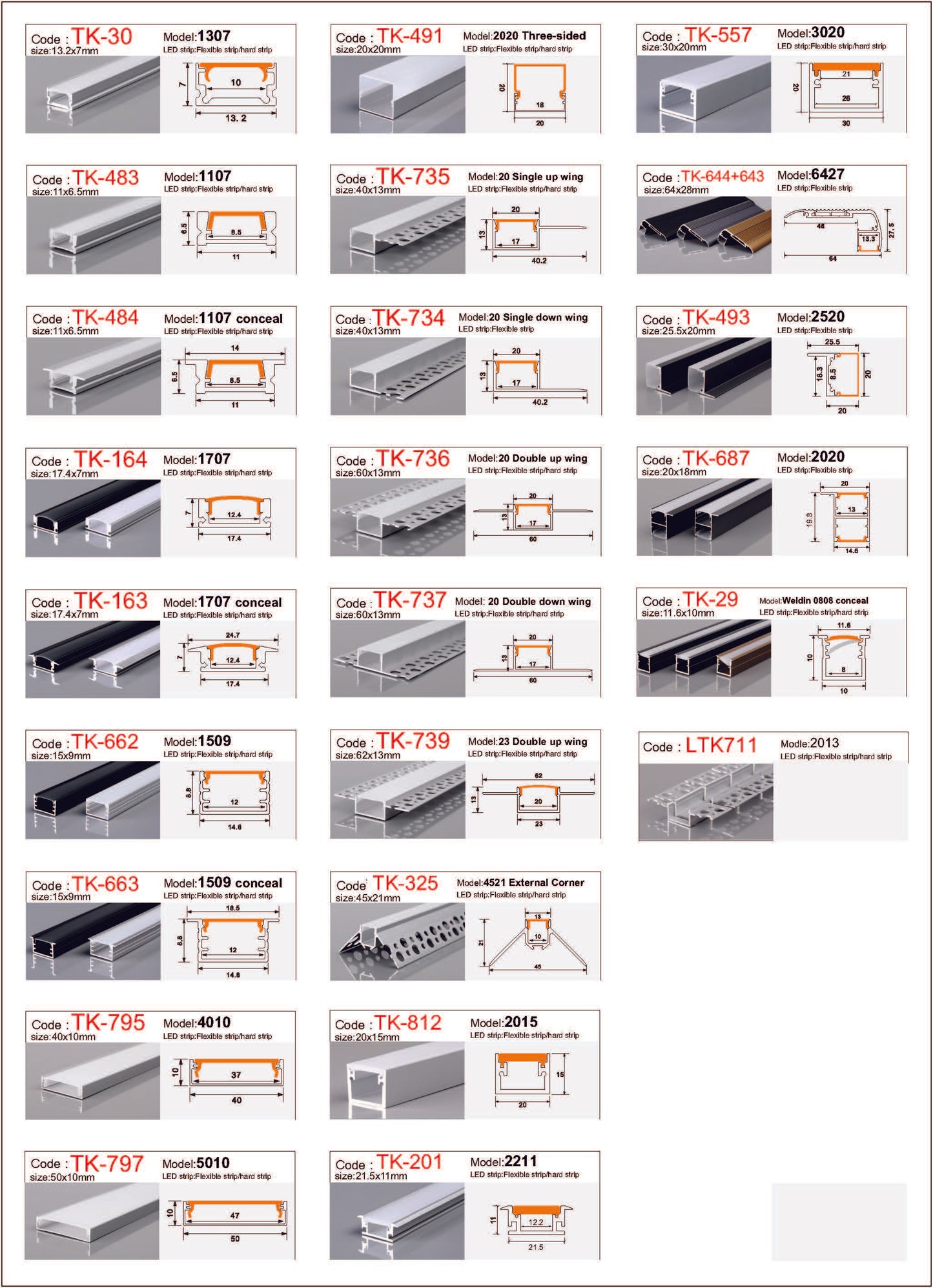 LED Aluminum Channel – 10ft Surface/Recessed Mount – For LED Strip Lighting