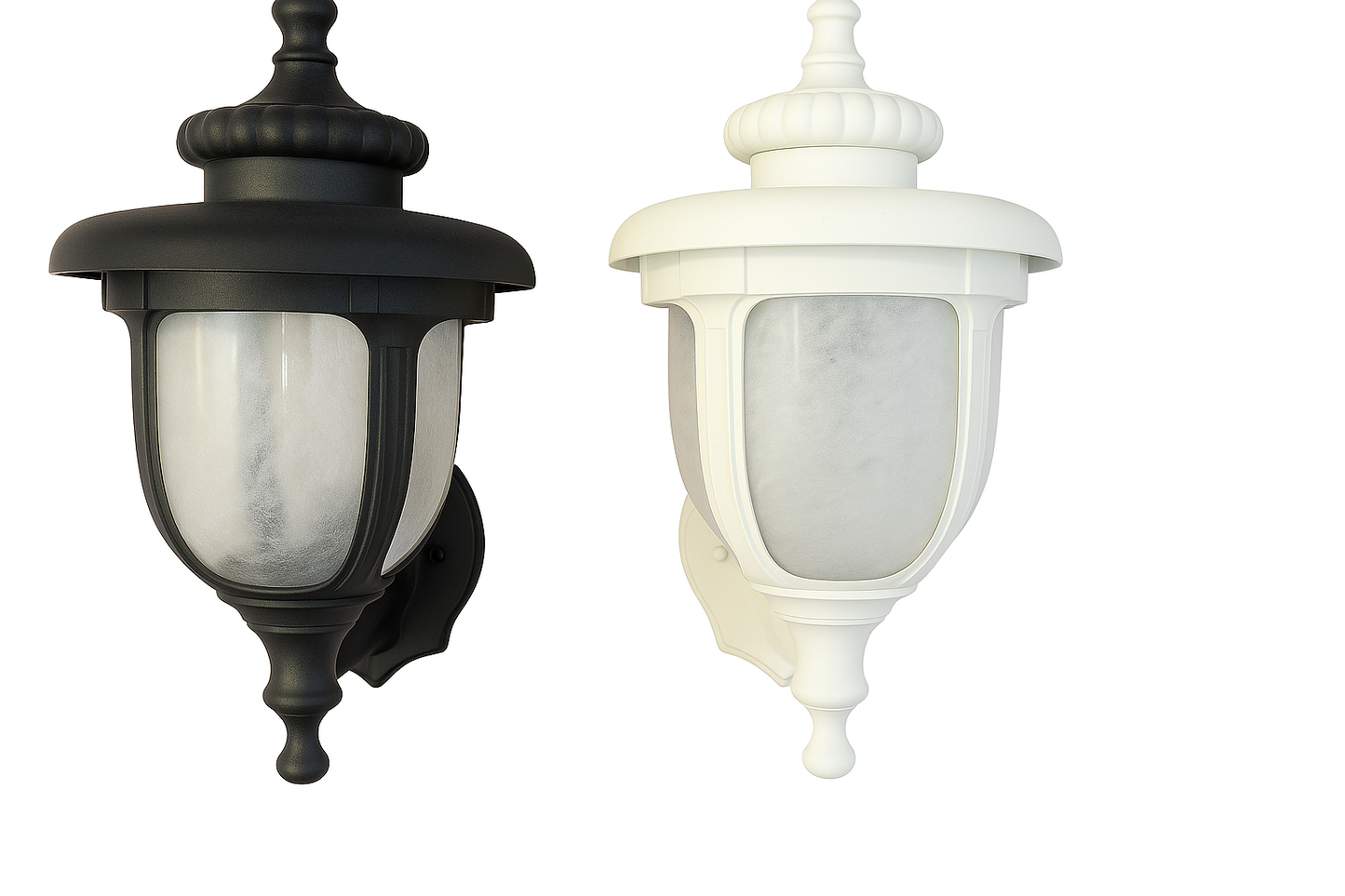 Traditional Coach Lantern Outdoor Wall Light – Black & White Finish