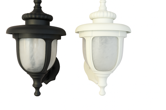 Traditional Coach Lantern Outdoor Wall Light – Black & White Finish